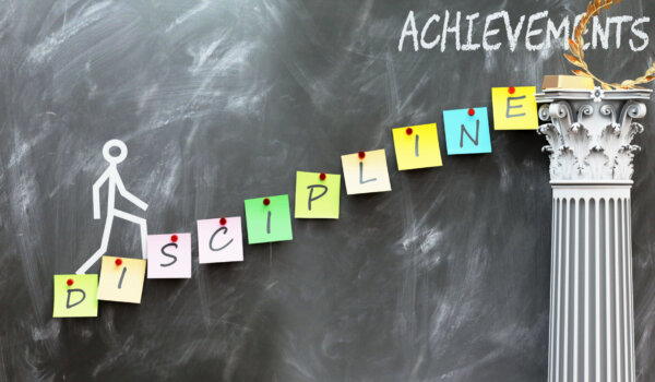 Discipline leads to Achievements a metaphor showing how discipline makes the way to reach desired achievements. Symbolizes the importance of discipline.,3d illustration