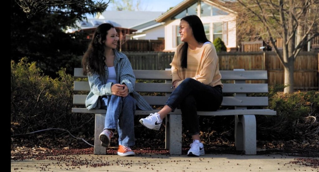 Emiko & Student on Bench